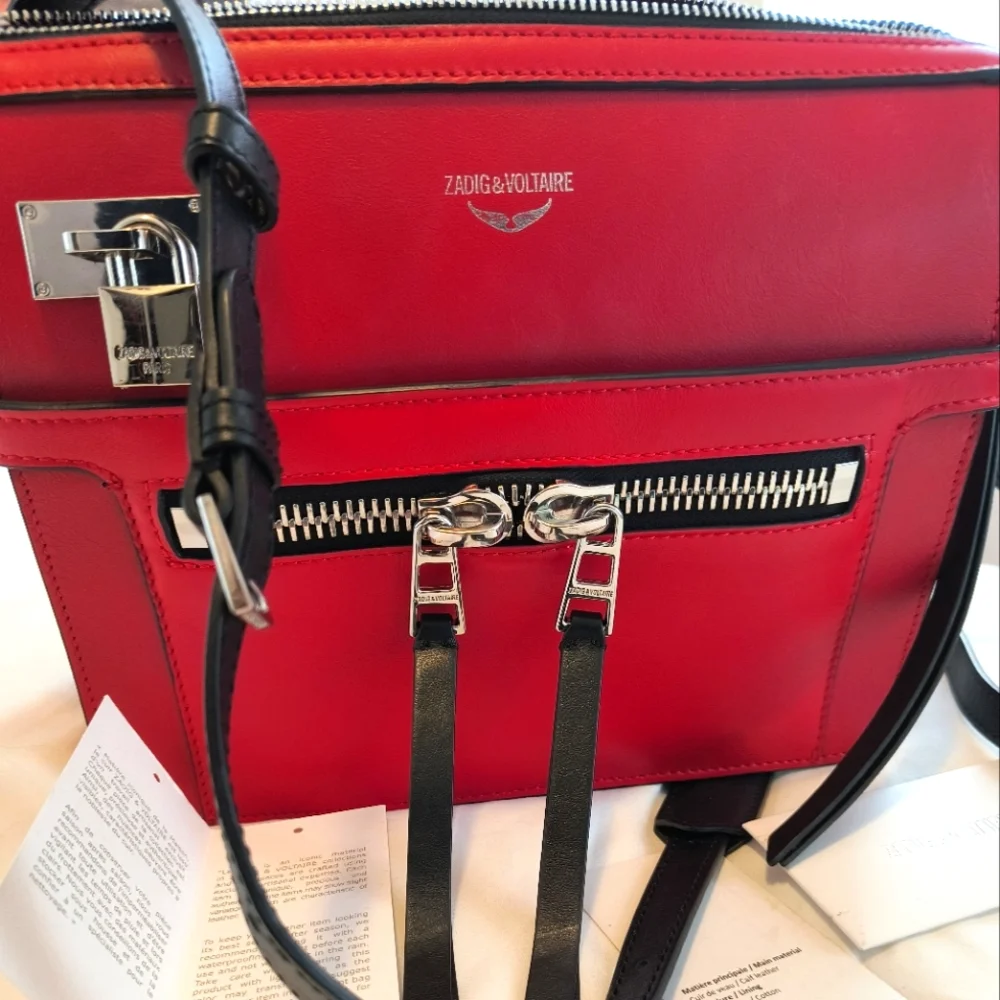 Zadig & Voltaire ❤️‍🔥 Red Calf Leather Crossbody Bag - Picture 2 of 16
